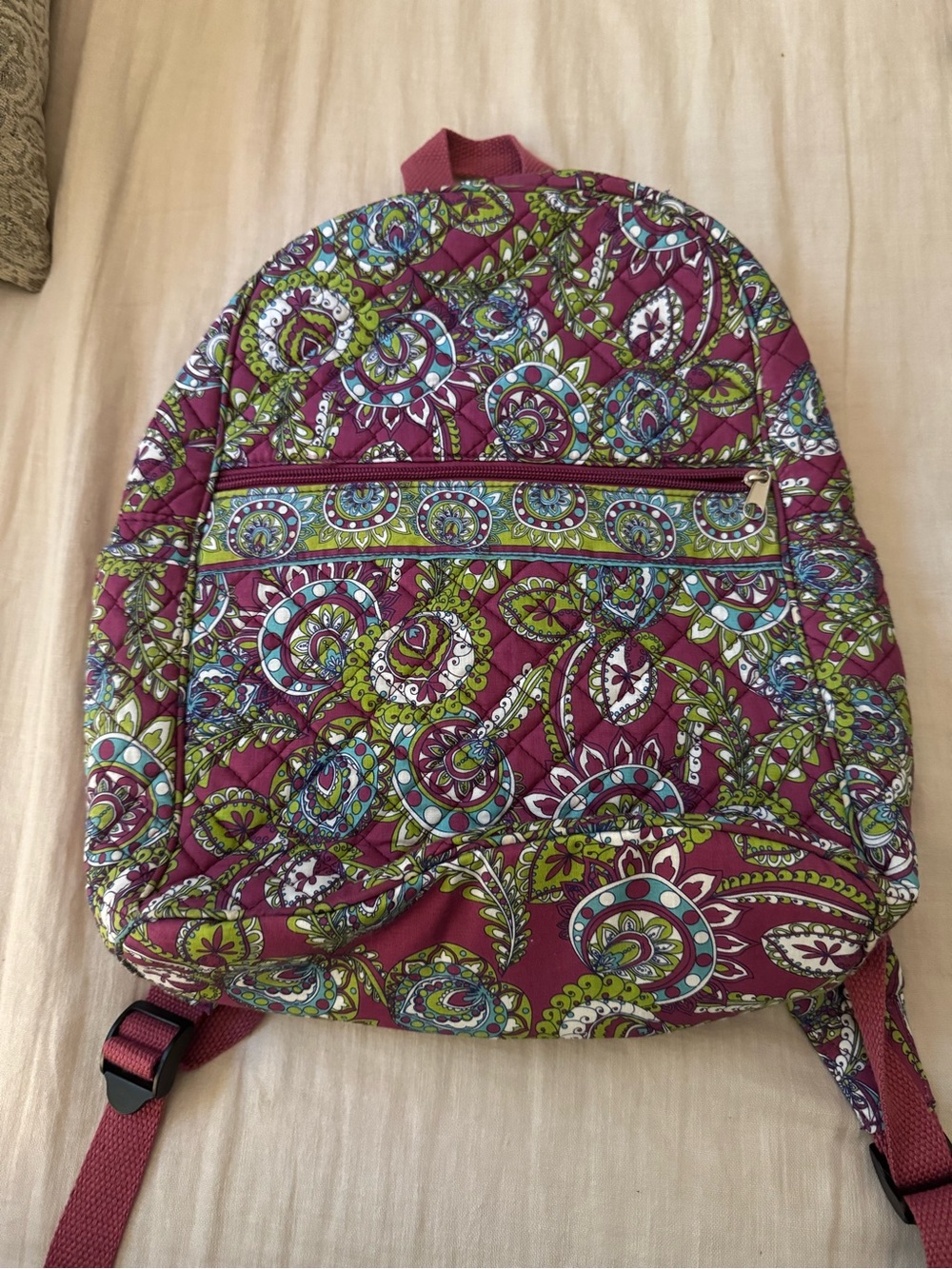 Quilted Floral Print Women's Backpack Paisley Plum EUC